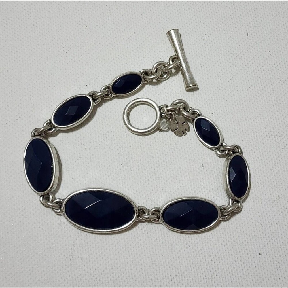 Lucky brand‎ jeweled navy and silver tone bracelet